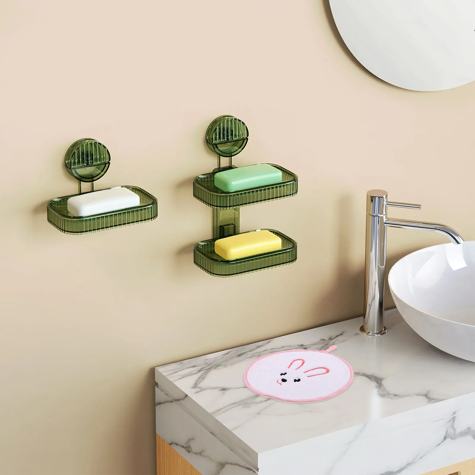 منشفة يد مطبوعة على شكل أرنب مع حلقة معلقة، قماش تنظيف فائق النعومة ماص للوجه والأيدي وحمام المطبخ