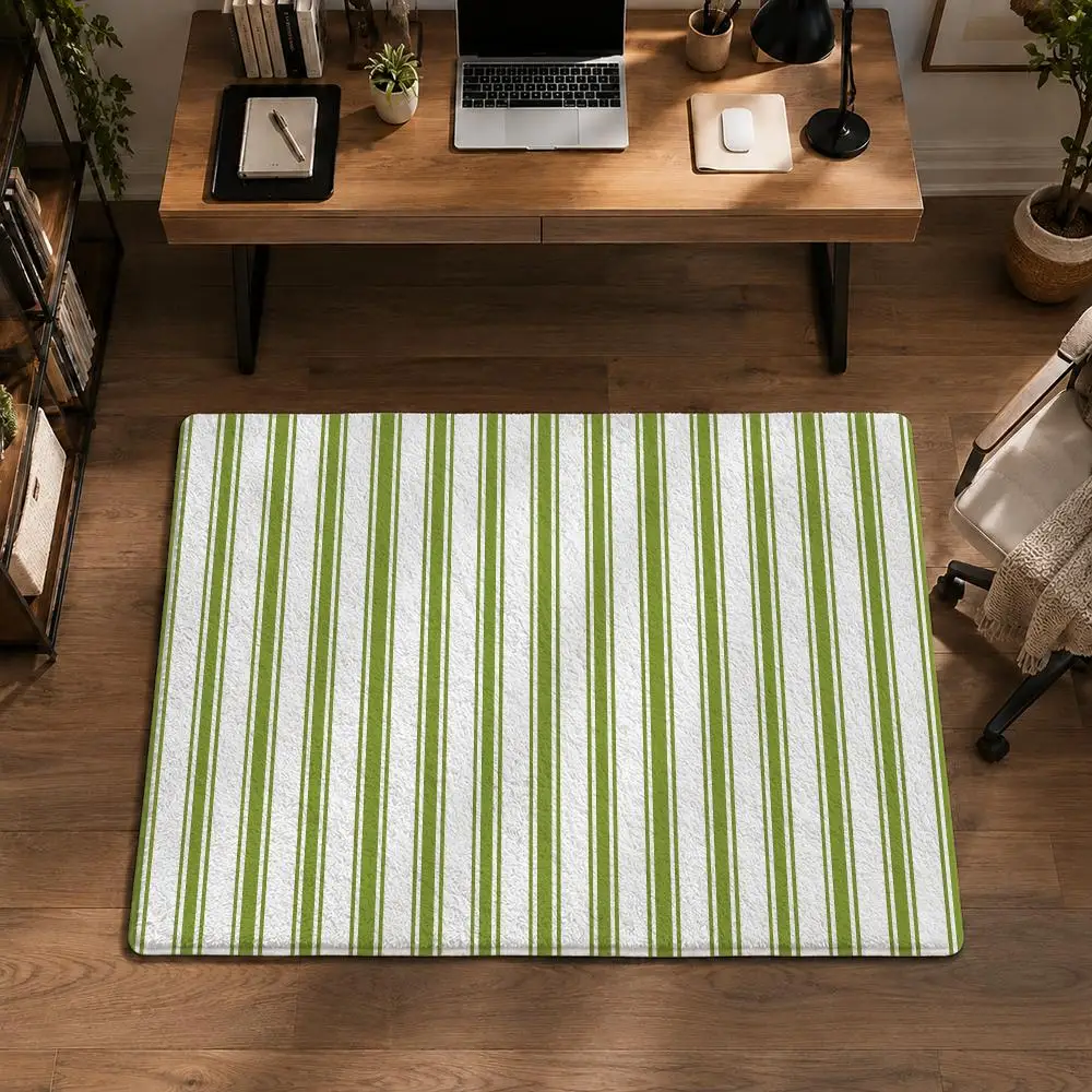 White Double Dutch Stripe Floor Mat Flannel Non-Slip Washable Soft Rug For Bathroom Kitchen Bedroom Living Room Home Decor