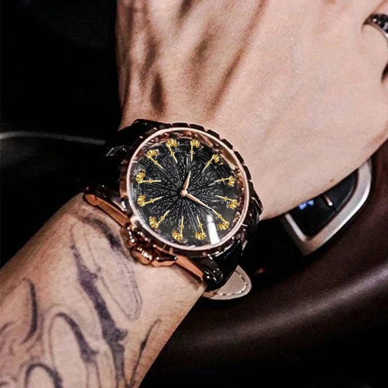 New Men Quartz watch exquisite large dial vintage classic leather strap trendy Man quartz wrist watches