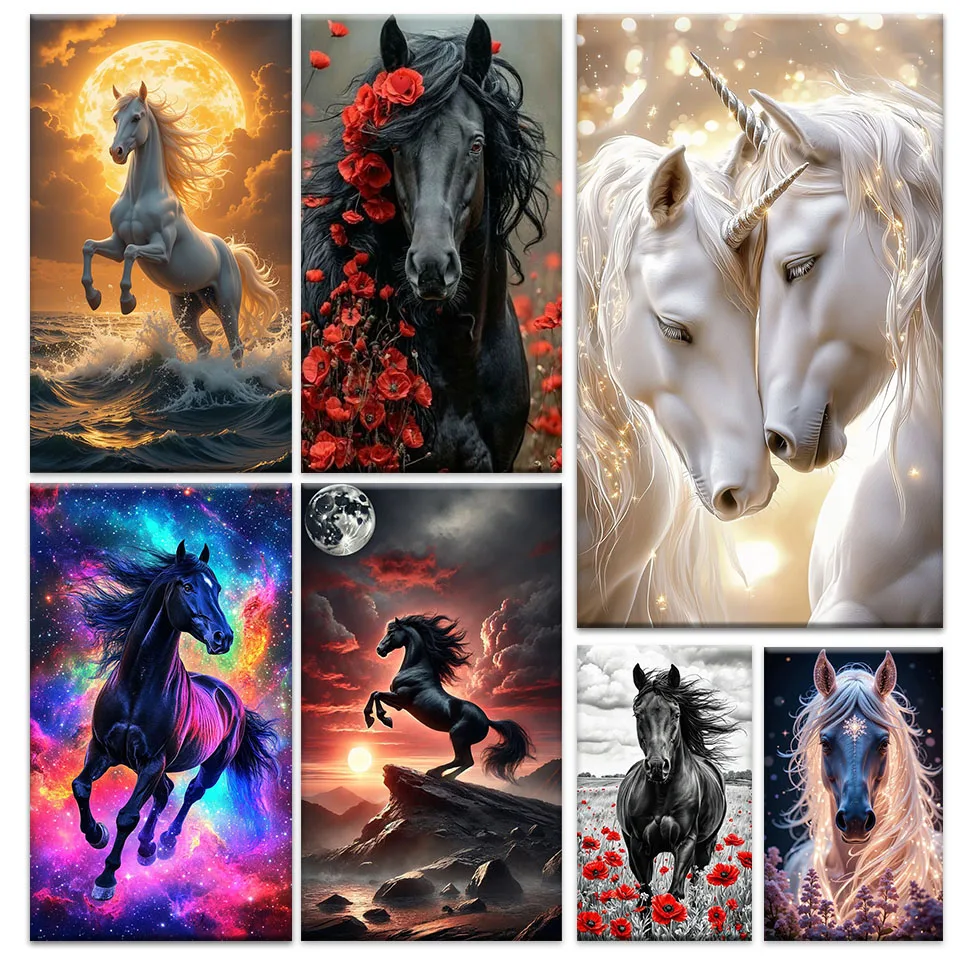 

5D DIY Diamond Painting Mosaic Kit Unicorn Horse Embroidery All-round Round Rhinestone Handmade Cross Stitch Home Decor Gifts