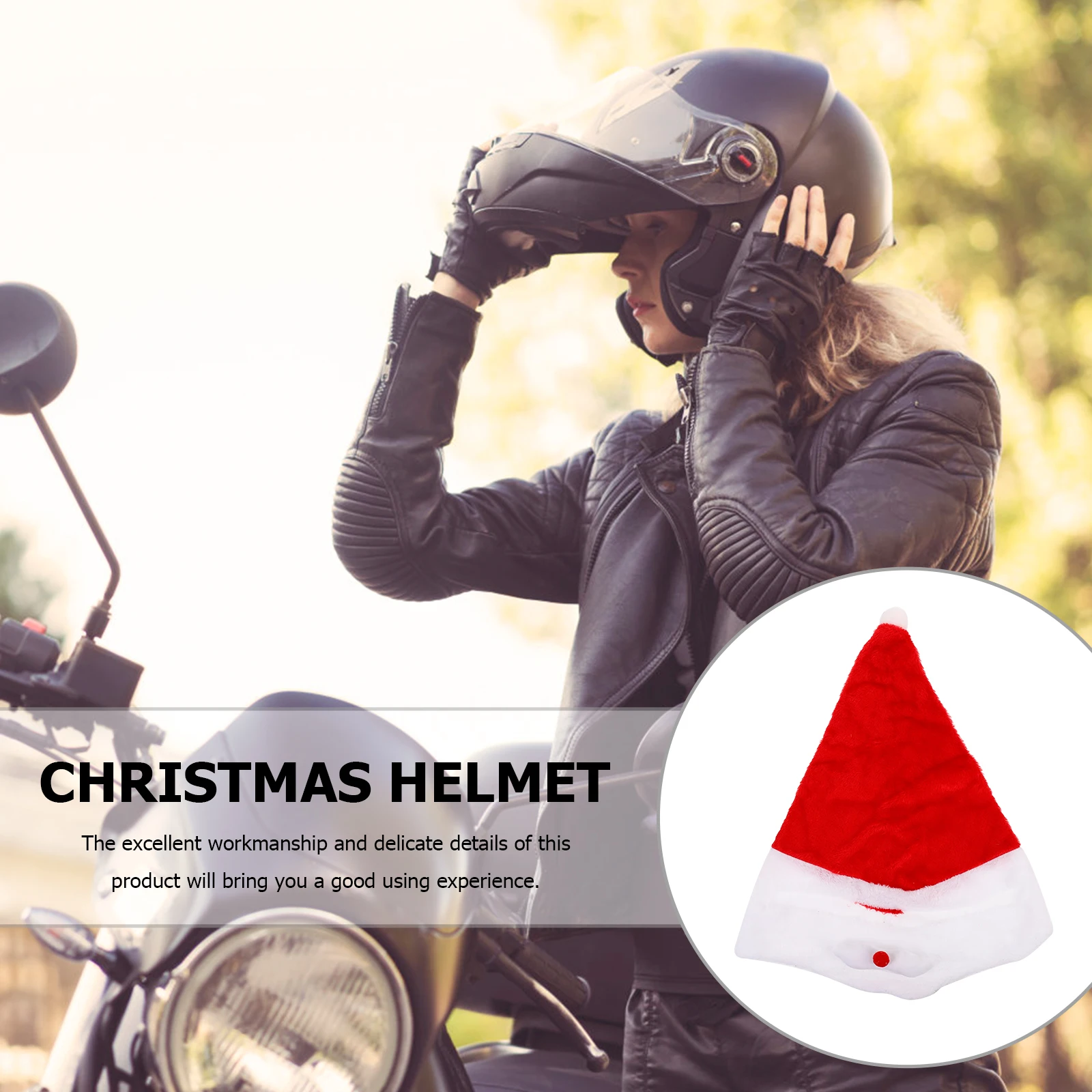 

Santa Claus Hat Motorcycle Cover Red Riding Decor Cycling Supply Foldable Warm Christmas Style DesignHelmet Fit Winter