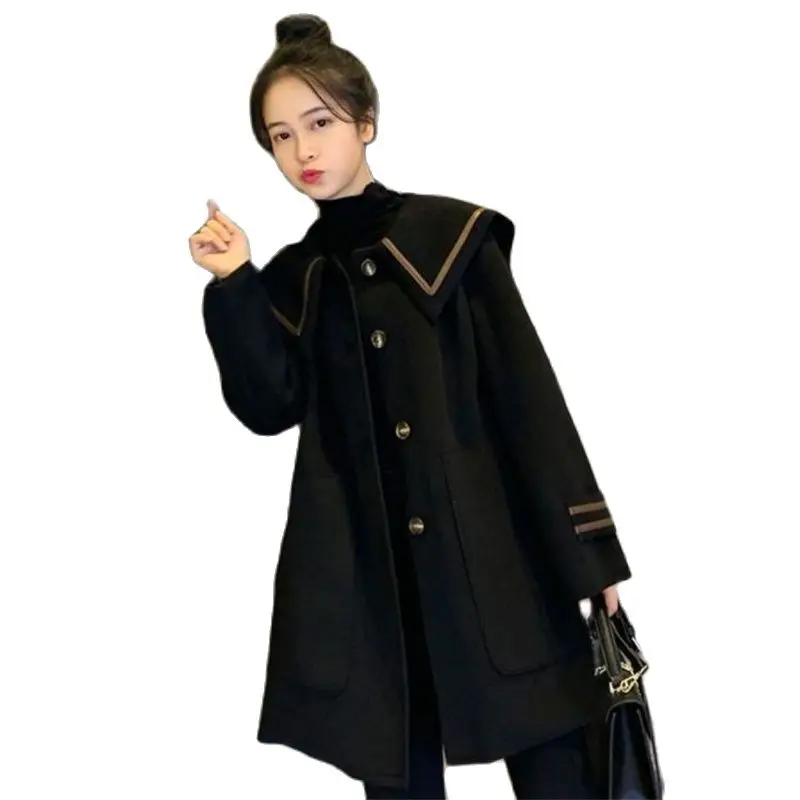 Vintage Female Clothing 2023 Autumn Winter New Wool Coat Women High-End Loose And Slimming Counter Woolen Coat Women