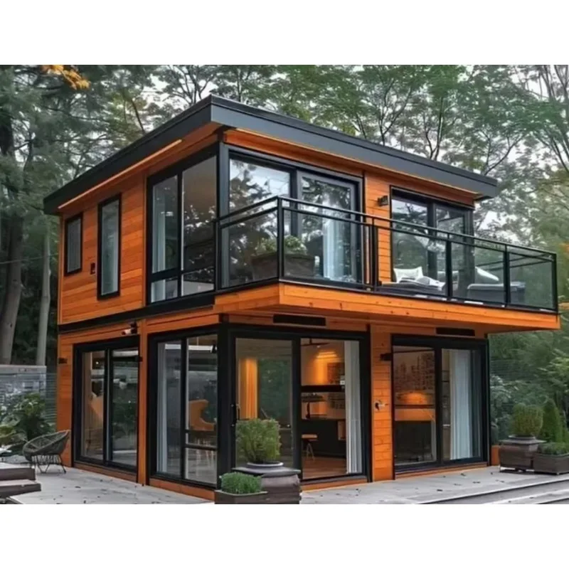 المحمولة 20ft 40ft حاوية حزمة مسطحة منزل الجاهزة هيكل الصلب بناء الزجاج منزل Glamping منزل فاخر