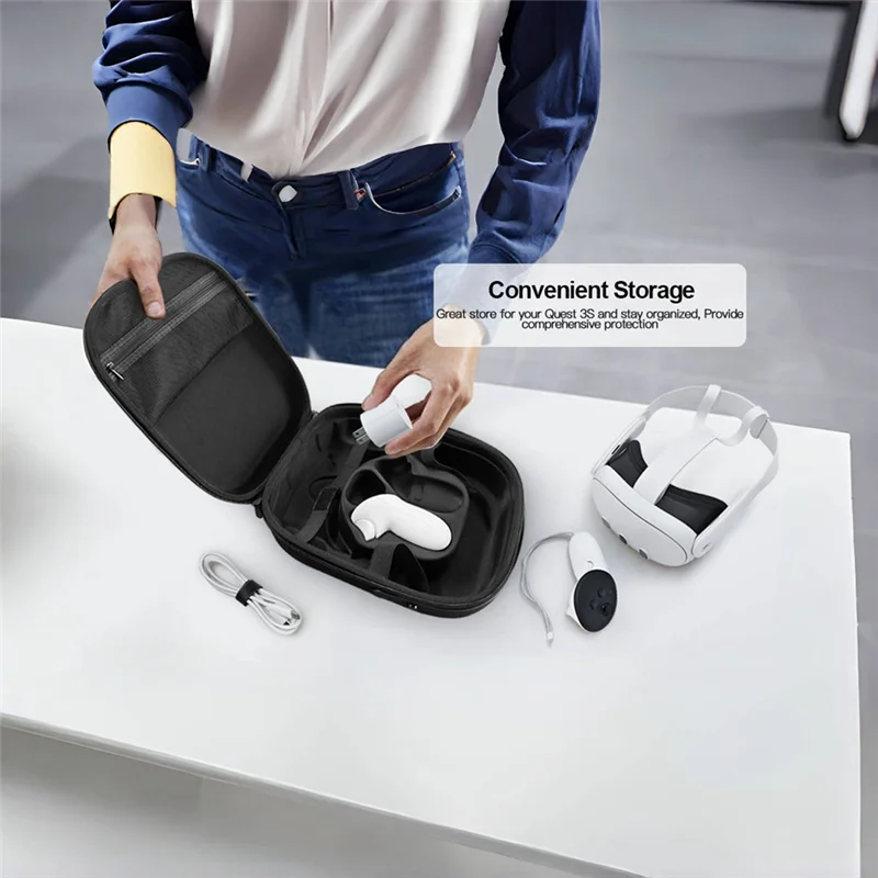 حقيبة حمل لـ Meta Quest 3S VR سماعة الألعاب تحكم السفر حقيبة حمل لملحقات Oculus Quest 3S VR