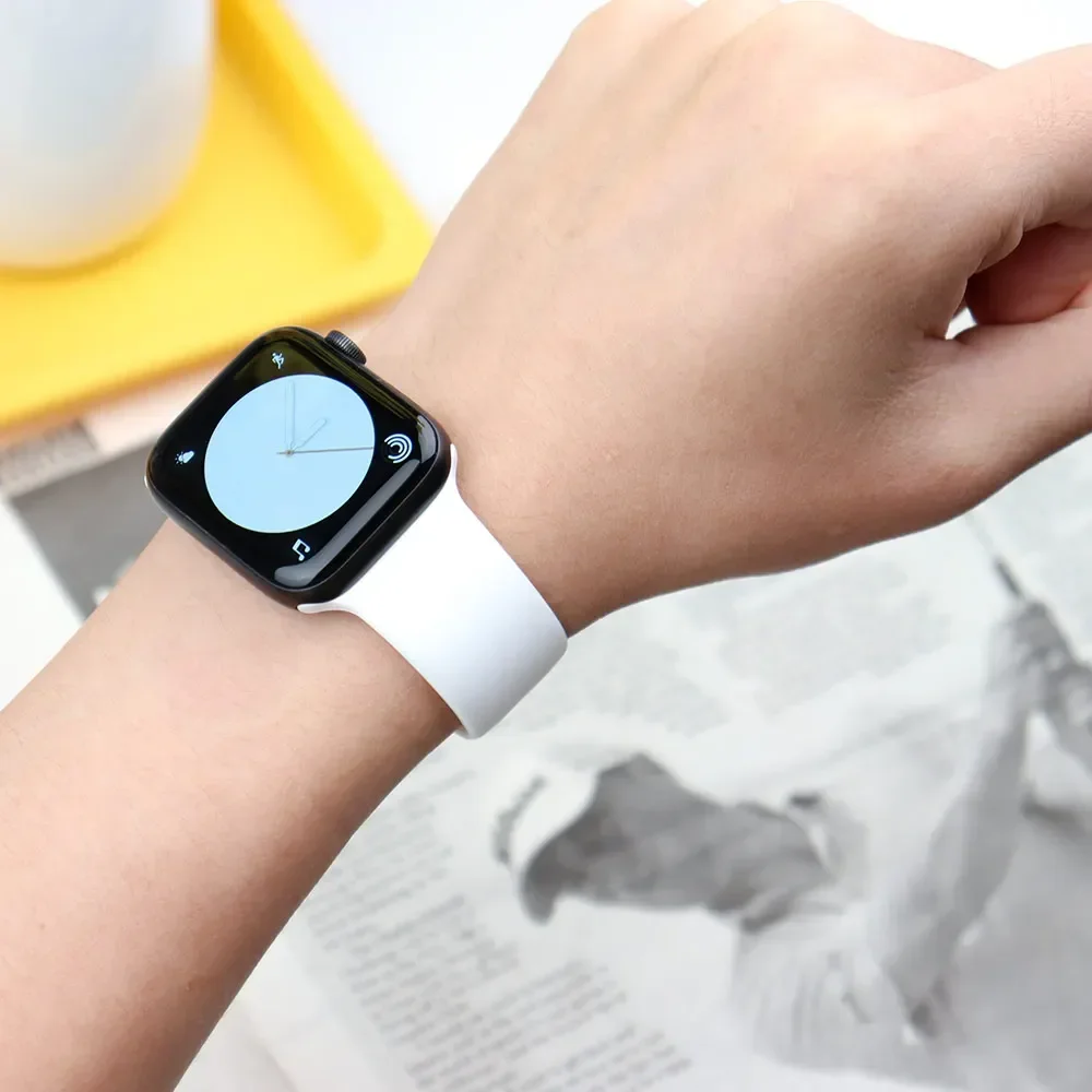 애플 워치 밴드용 실리콘 스트랩, 오리지널 1:1 팔찌, iwatch 시리즈 8, 7, se, 3, 4, 5, 6, 9, 울트라 2, 49mm, 44mm, 40mm, 45mm, 42-38-41mm