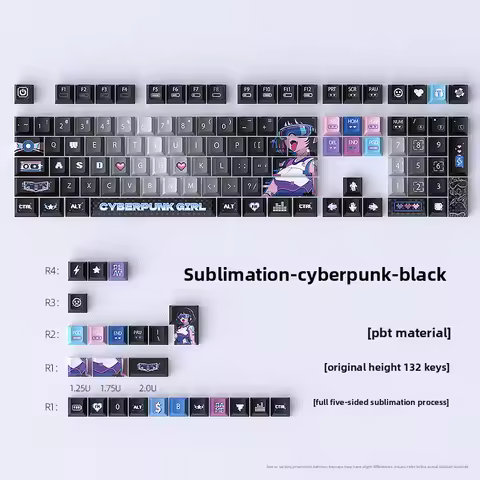 Cyber Keycaps 132 Keys Original Profile PBT Dye-Sublimation Custom Full Set for Mechanical Keyboard