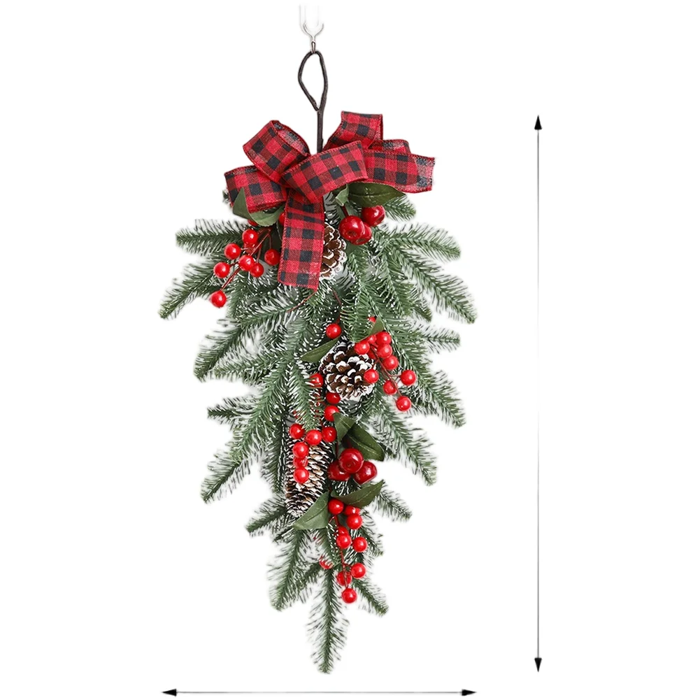 

Red Bow Upside Down Christmas Tree Wreath for For AMERICAN Style Festive Holiday Decoration Lightweight Material