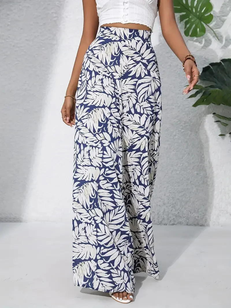 Pants Traf Painted Basic Mid-rise Loose Chiffon Pants Cropped Pants Korean Popular Clothes New Style Printed Casual Pants