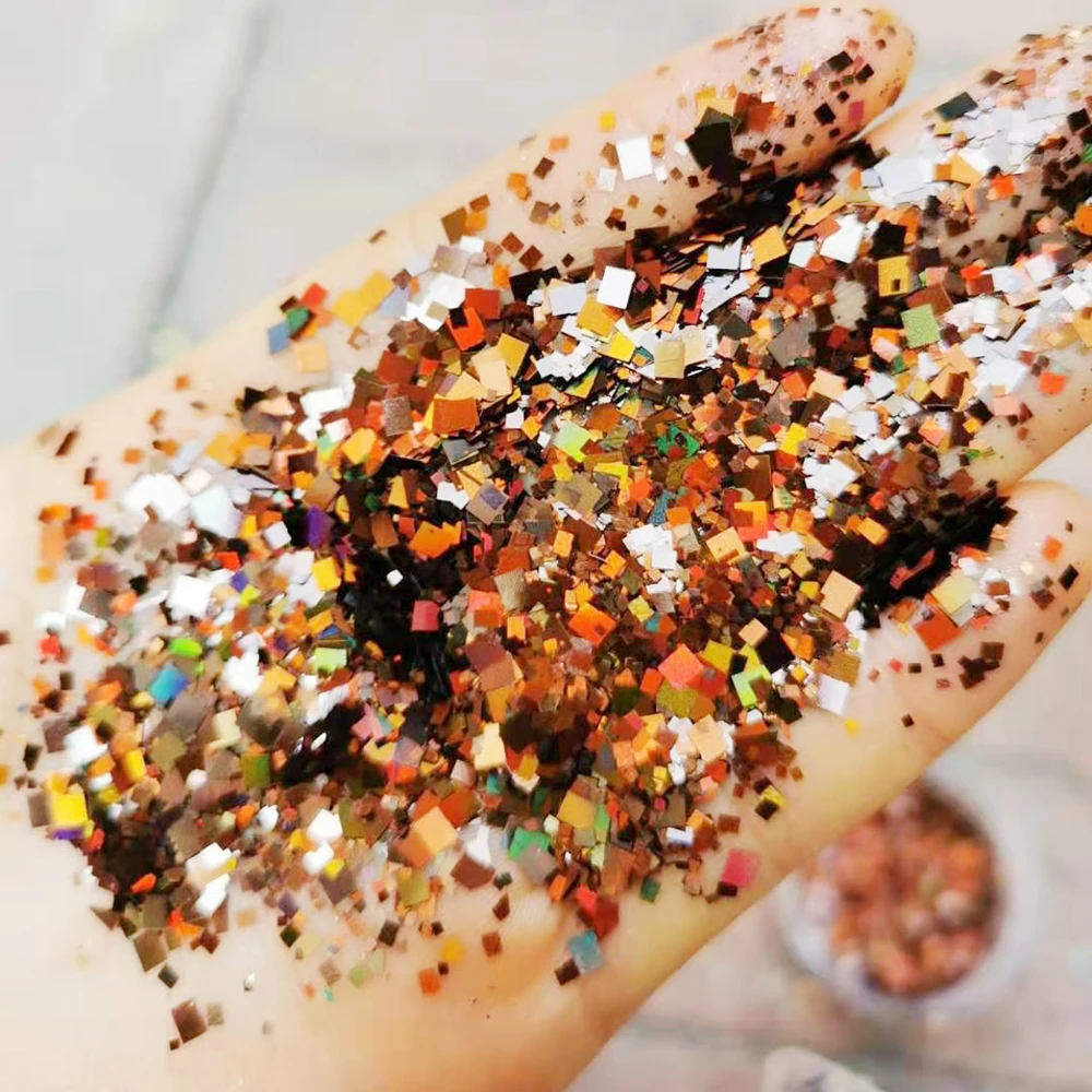 50g Laser Nail Glitter Flakes Mix Holographic Sparkly Chunky Glitter Manicure DIY Reflective Loose Bulk Glitter Nail Art Sequins