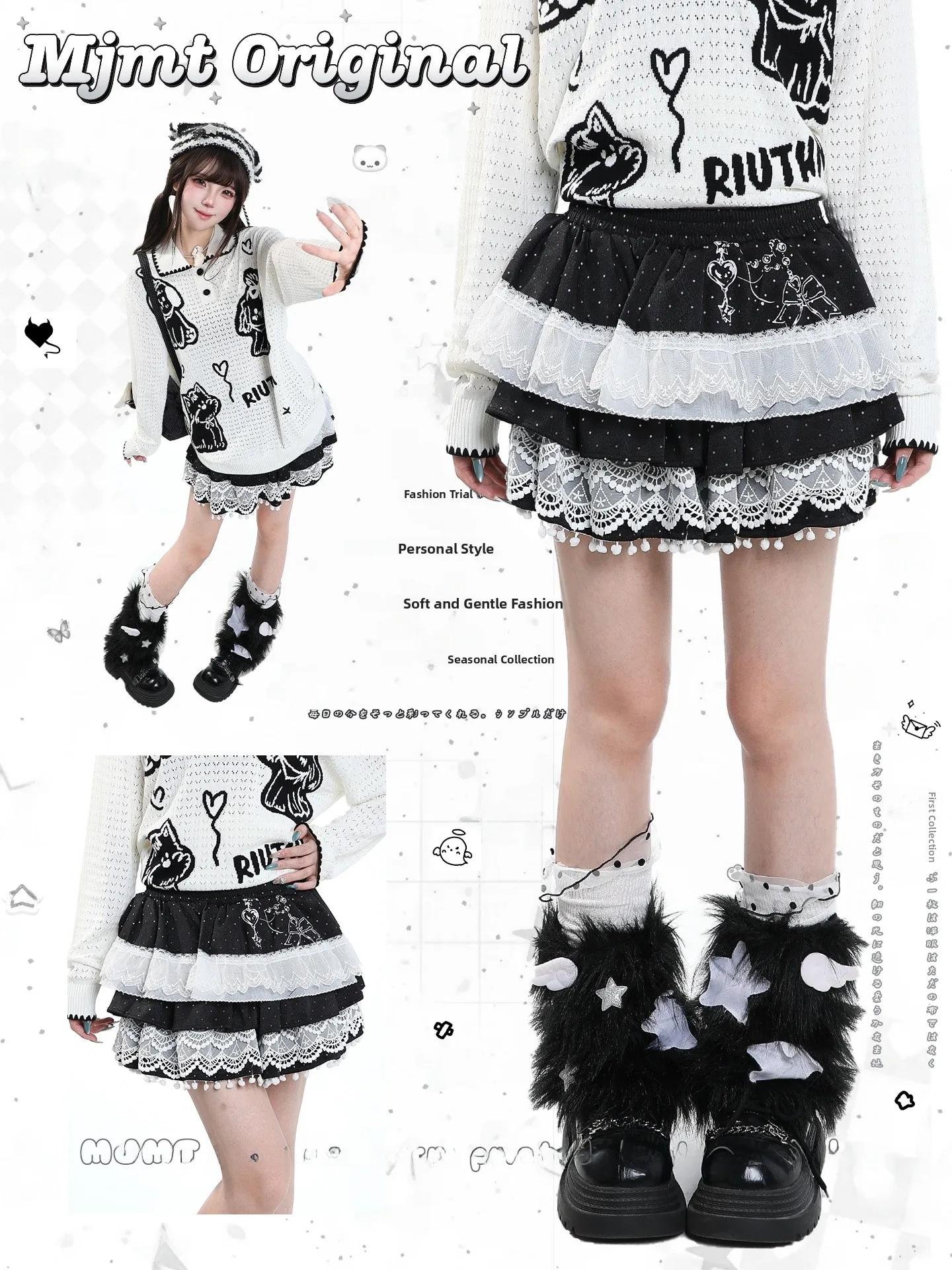 Sweet A-Line Polka Dot Half Skirt with Lace Trim Beautiful Puffy Girl's Casual High Waist Skirt Breathable Skin-Friendly
