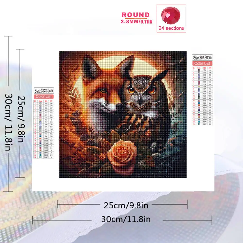 Momoart Diamond Mosaic Fox Animal New Arrival Bird Embroidery Moon Cartoon Painting Owl DIY Flower Picture Rhinestones Wall Art