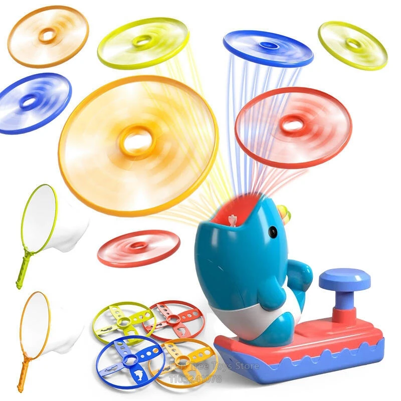 Kinderen Vliegende Disc Launcher Buitensporten Spel Speelgoed Ouder-kind interactie Plezier Voetpedaal Vliegend speelgoed Jongen Educatief speelgoed Geschenken