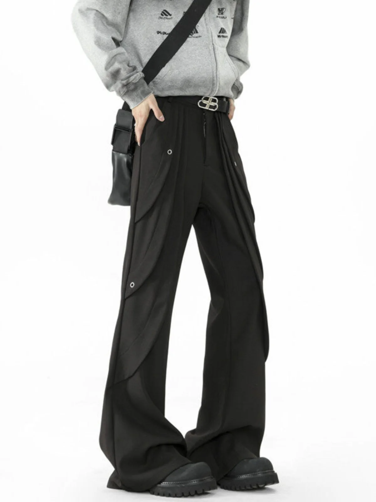 

Cleanfit Black Knife Men's American Decomposition Design Sensation Pants Casual Loose Fit Long Straight Tube Trousers