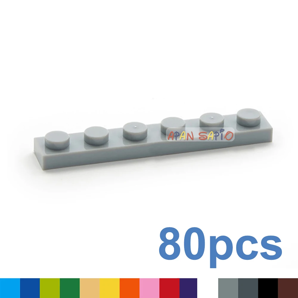 80pcs DIY Building Blocks Thin Figures Bricks 1x6 Dots 12Color Educational Creative Size Compatible With 3666 Toys for Children