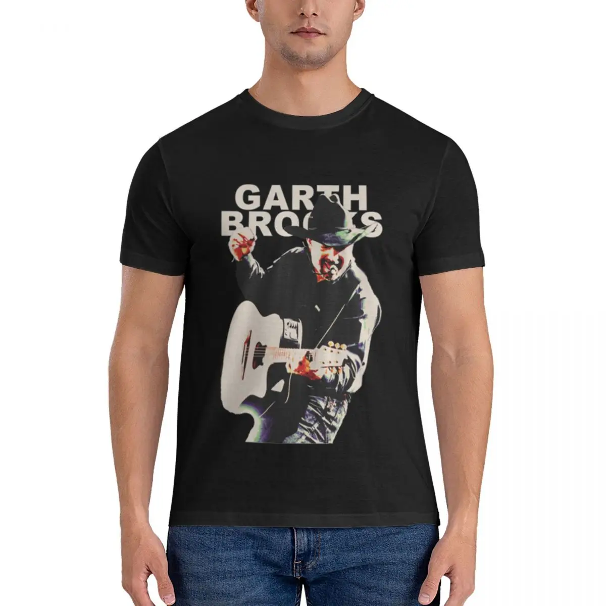 Garth Brooks T-Shirts Men 100% Cotton Tee Shirt O Neck Short Sleeve T Shirts mens clothing official-website tops fugees