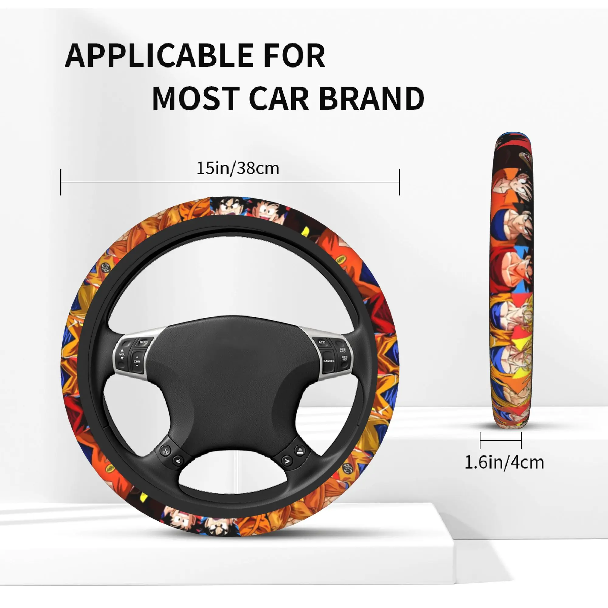 Dragon Ball Z Car Steering Wheel Cover 38cm Elastic DBZ Auto Steering Wheel Protector Elastische Auto Decoration Car Accessories - view 4