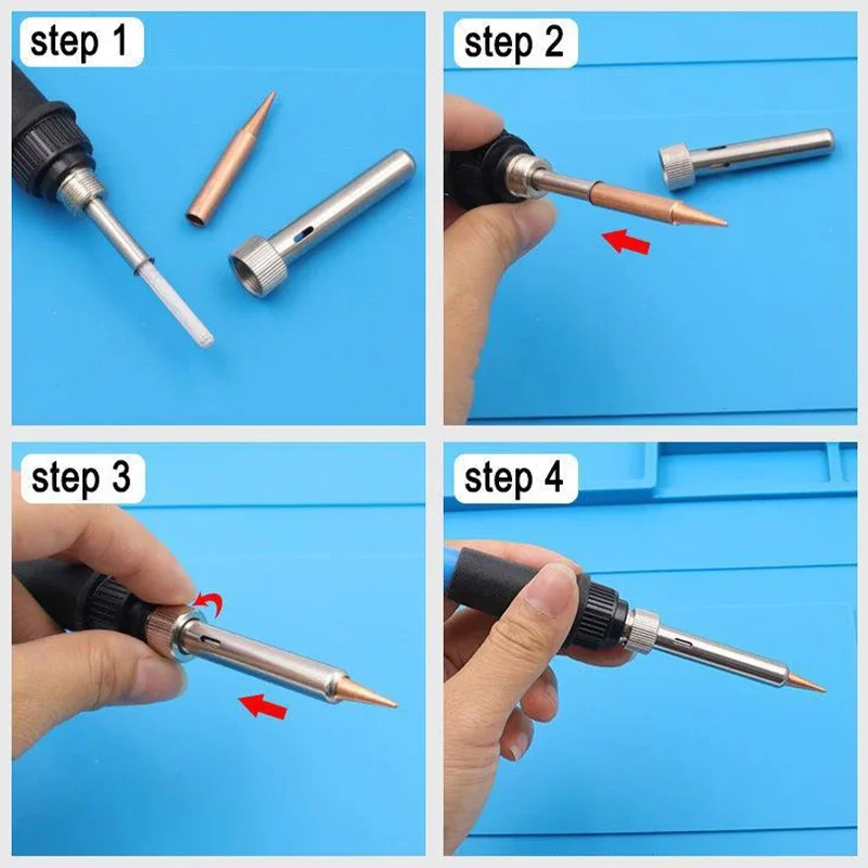 5PCS Copper Iron Tip I/B /K/2.4D/3C Set 900M-T Welding Tip Head Tools Inside Hot Bare Copper Electric Soldering Iron Tools
