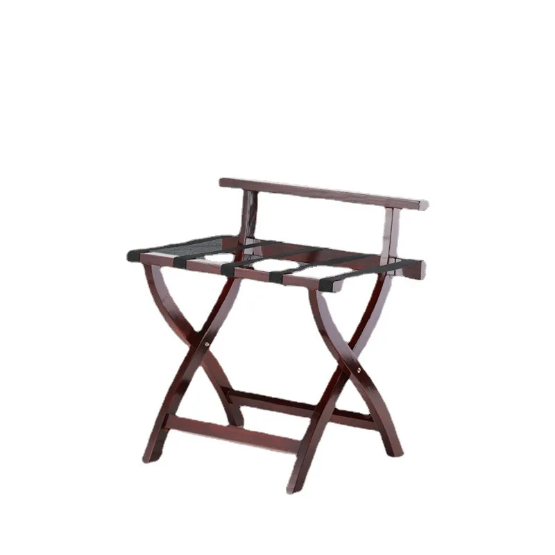 

Mahogany hotel luggage rack restaurant foldable suite solid wood clothes rack bedroom storage custom