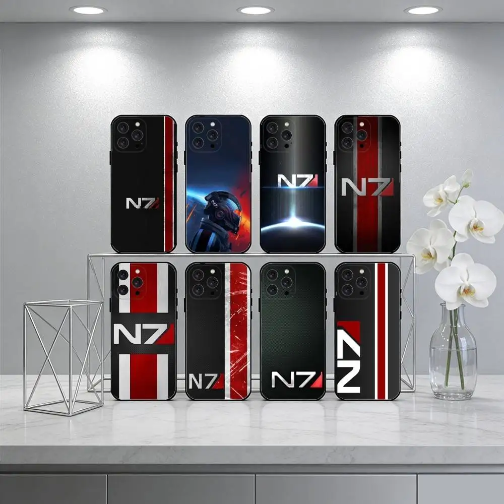 

N7 M-Mass Effect Game Phone Case For iPhone 17 16 15 14 13 12 Max Plus Silicone Black Cover