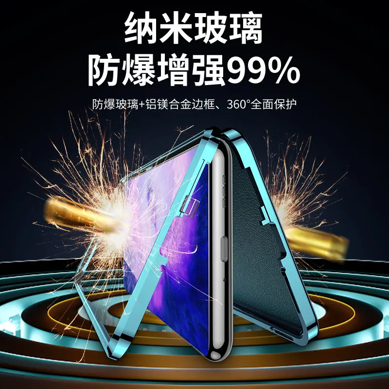 Oppo Find X5 Pro CPH2305 360 Full Protection Case Metal Bumper Front Glass Cover with Back PU Leather Case for Oppo Find X5 Pro