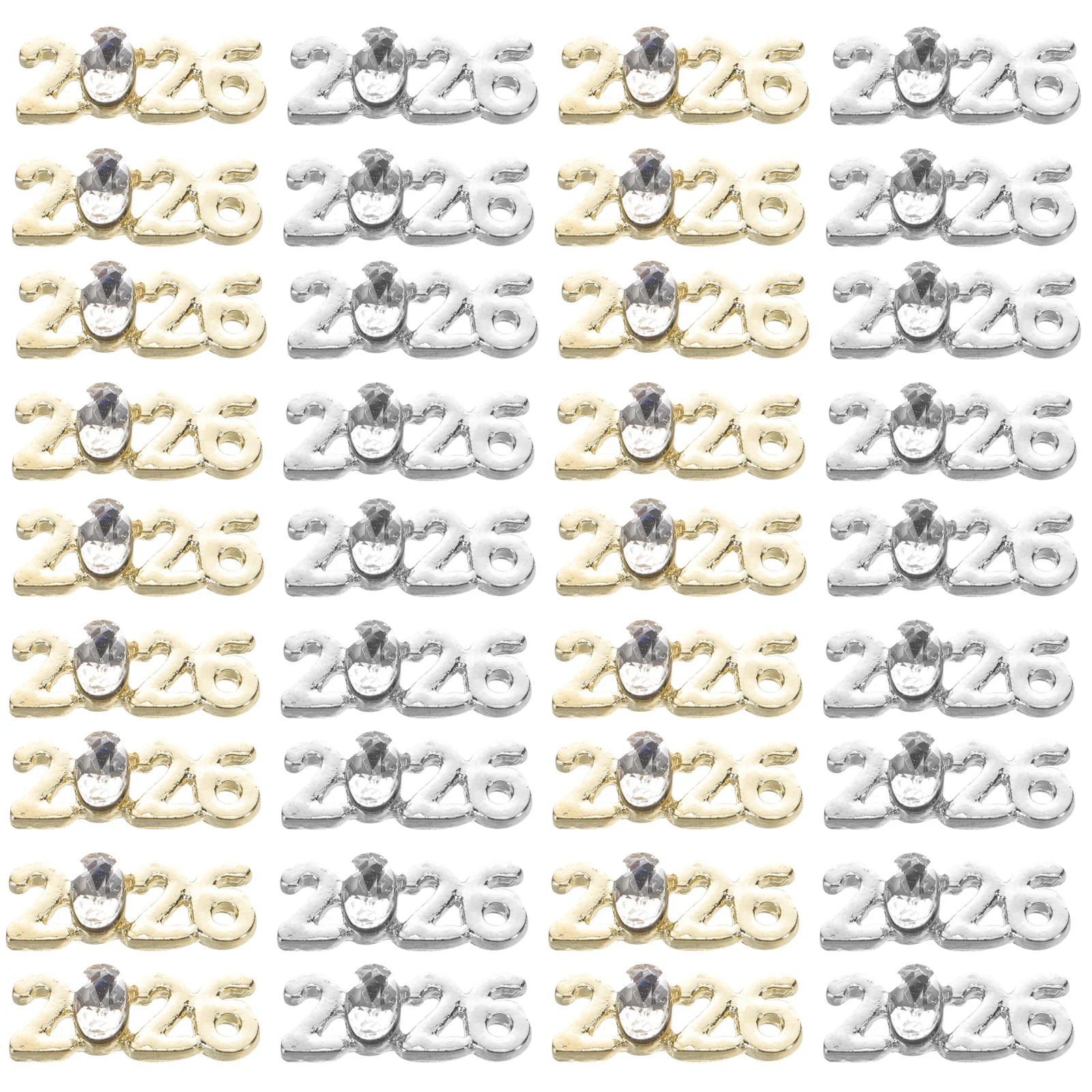 ชาร์มโลหะรูปตัวเลข 60 ชิ้น รุ่น 2026 สำหรับตกแต่งเล็บ งานปาร์ตี้ งานแต่งงาน อุปกรณ์ทำเล็บ