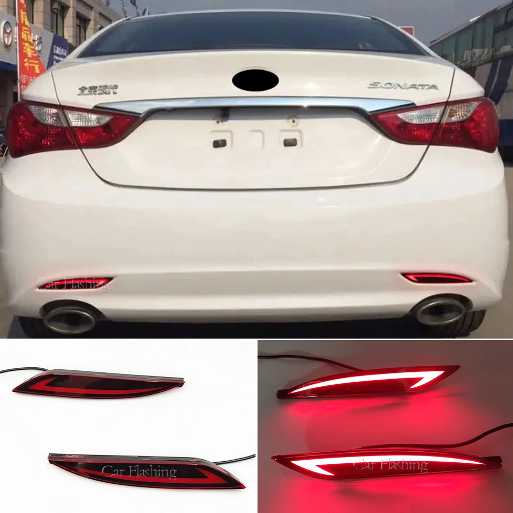 1 Pair LED Rear Bumper Reflector For Hyundai Sonata 8 2010 2011 2012 2013 2014 Brake Light Fog Lamp Turn signal