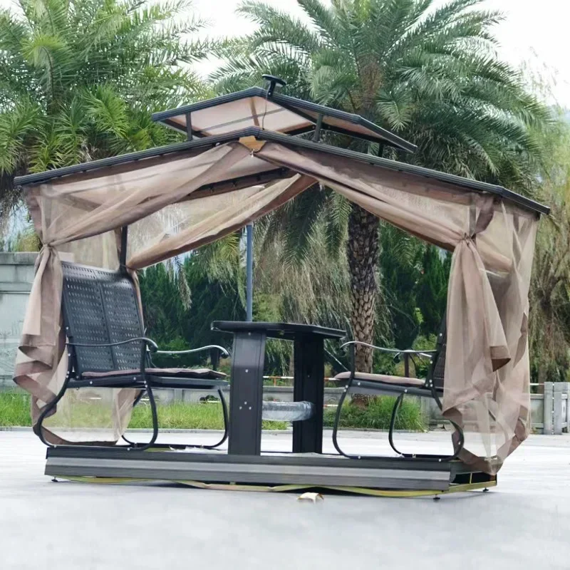 Outdoor aluminum alloy swing rocking chair leisure outdoor shading power hanging chair courtyard multi-person villa garden
