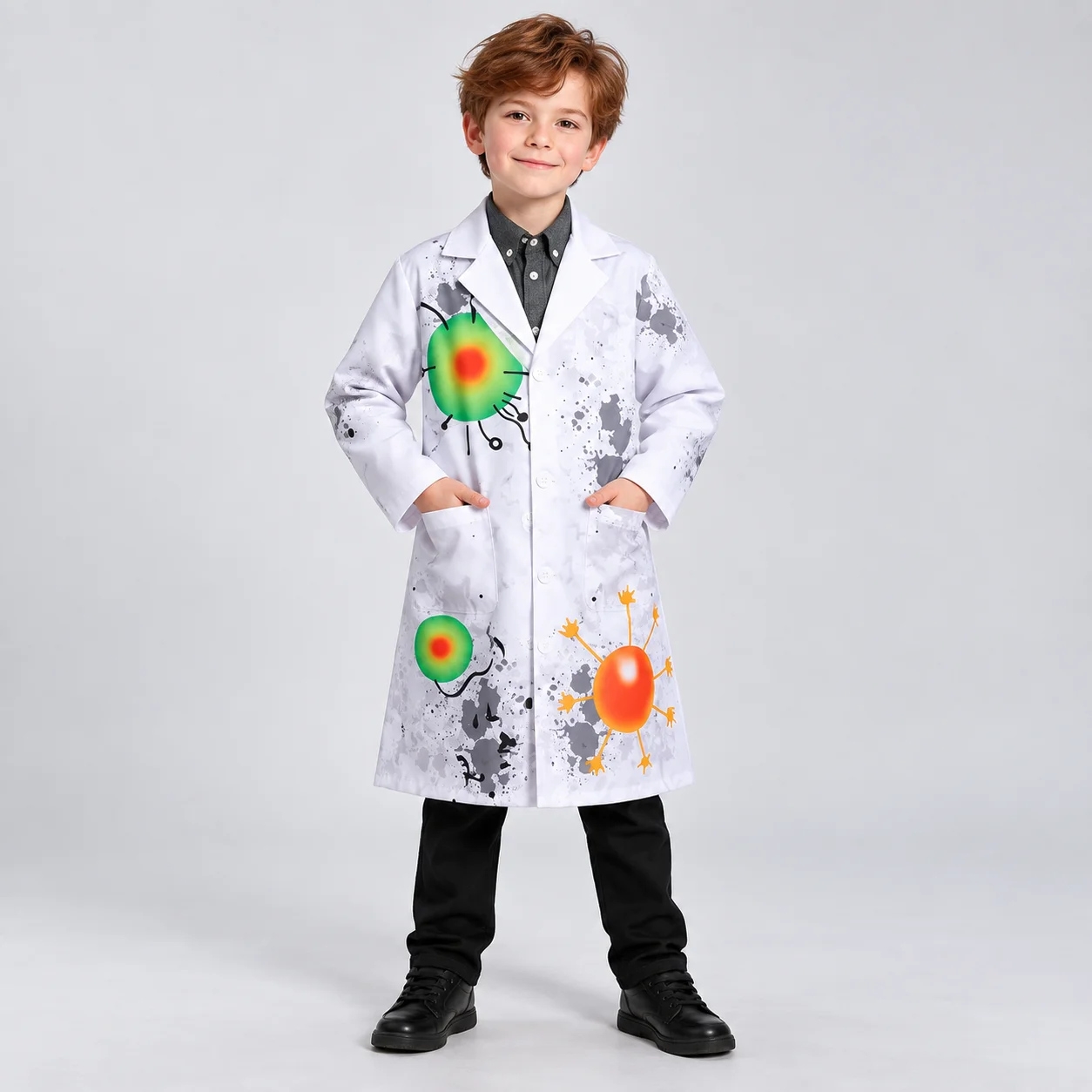 Kids Scientist Costume White Lab Coat Halloween Dress Up Party Stage Performance Science Experiment Outfit