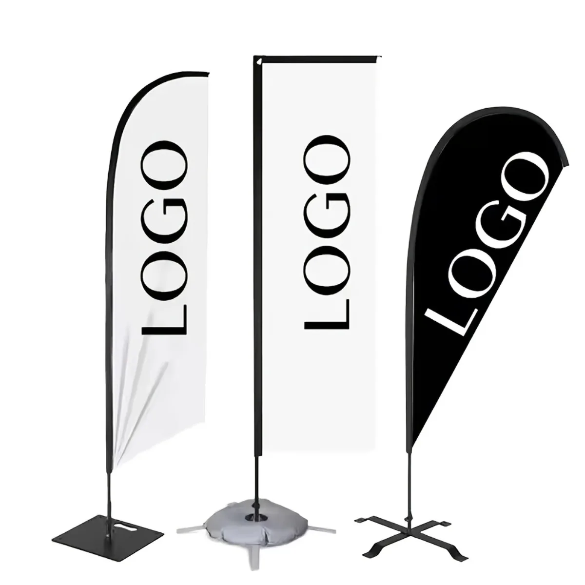 Custom Logo Feather Flag Teardrop Advertising Banner Outdoor Polyester Beach Flag for Shop Store Business Promotion no pole