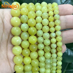 4/6/8/10/12mm Natural Green Lemon Jaspers Round Loose Beads for Jewelry Making DIY Bracelet Necklace Accessories 15'' Strand