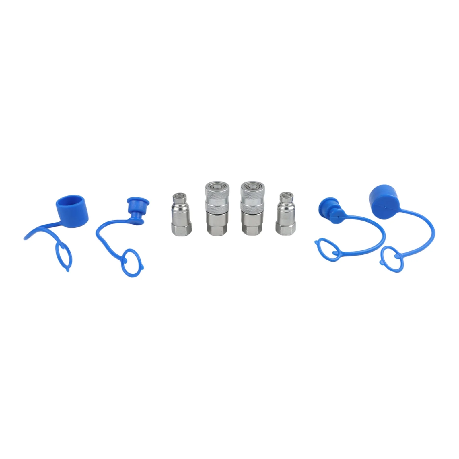 2 Set Carbon Steel Flat Face Hydraulic Quick Connect Couplers with Cap for Skid Steer for loader and Agricultural Machinery