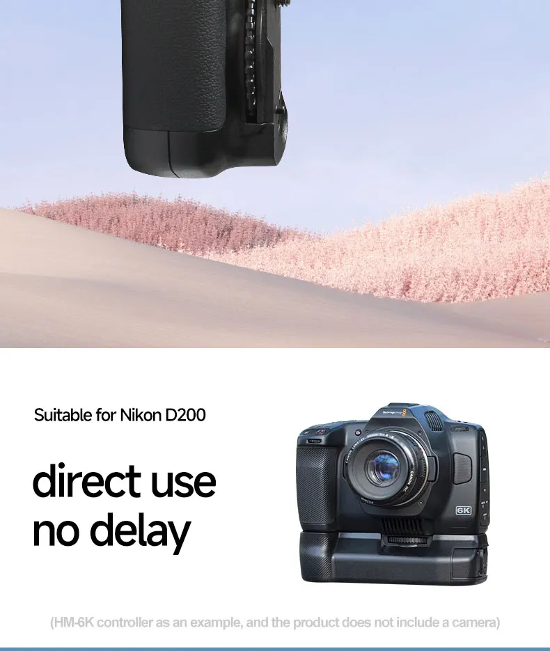 MB-D200 Vertikaler Batteriegriff für Nikon D200 DSLR mit Dual EN-EL3e/6 AA Fach, Dualen Bedienringen und Porträt-Aufnahmegriff – Detail 2