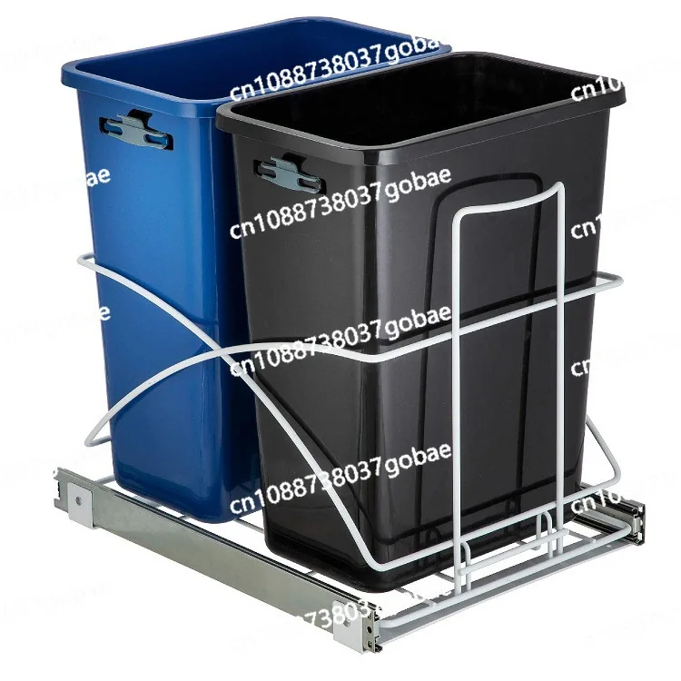 

Trash Can Rail Bracket, Cabinet Trash Storage Rack Pull Out Dual
