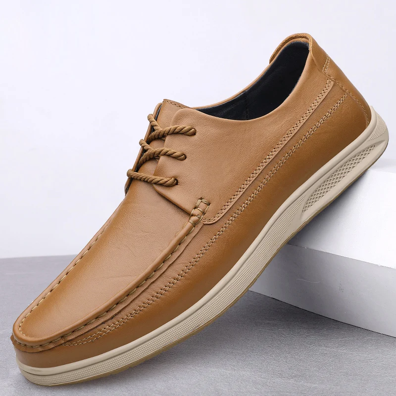 

Hot Selling Lace Up Men's Loafers Europe America Elegant Business Shoes Wear-resistant Soles Men's Genuine Leather Casual Shoes