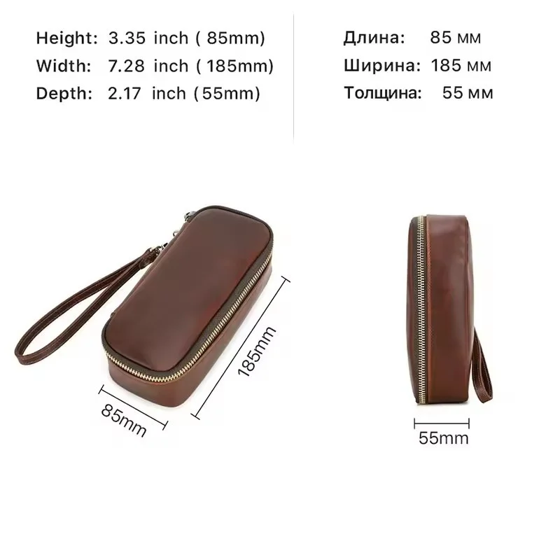 Multi-functional Cowhide Pipe Bag - Holds 2 Pipes Portable Travel Smoking Accessories Storage Wallet Case