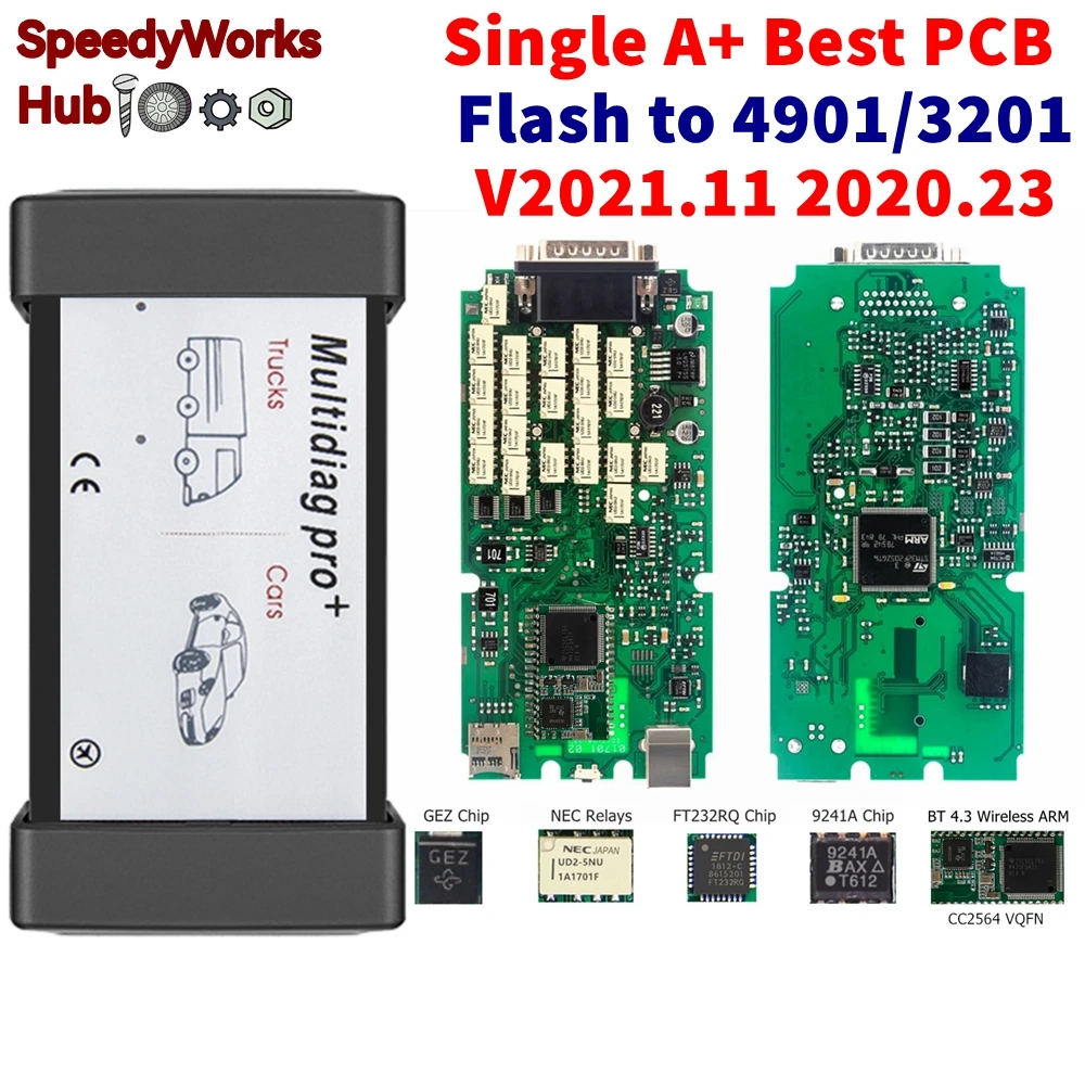 Firmware de mise à jour Single A+ PCB BT4.3 V2021.11 3201 Nouveau VCI Outil de réparation TCS PRO+ Multidiag 9241A 2020.23 Keygen gratuit VOITURE/CAMIONS
