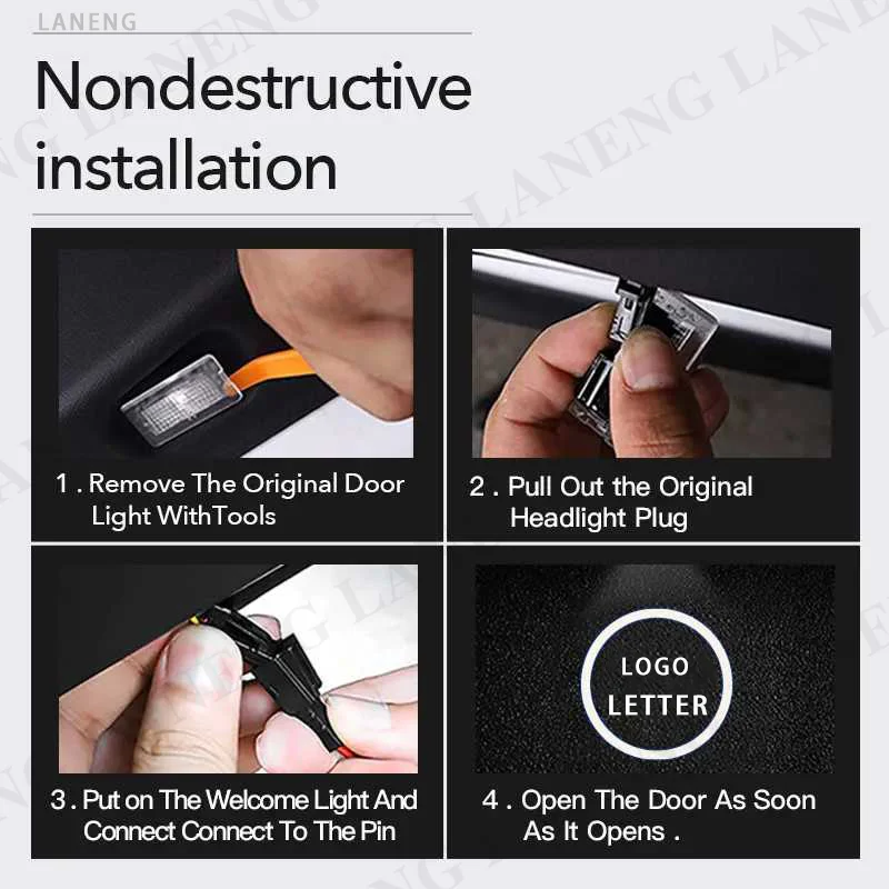 Для Tesla Model Y 3 S X Автомобильные двери Светодиодный проектор с логотипом HD Добро пожаловать Свет 3D Лазерный призрачный теневой свет Модель 3 Автомобильный свет