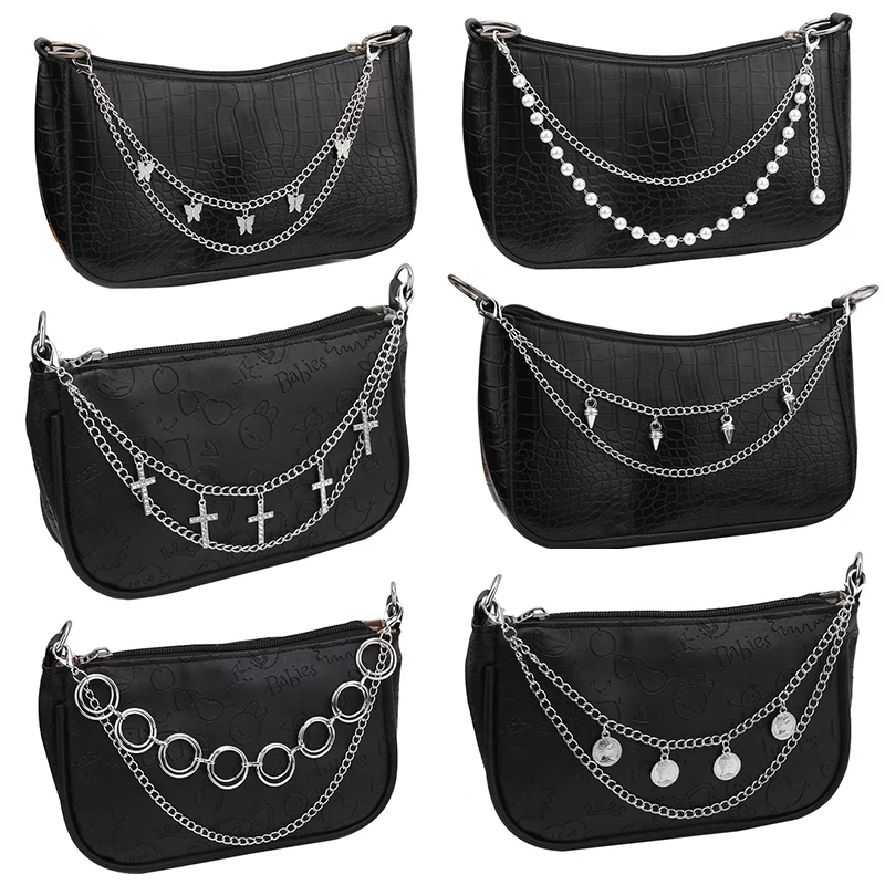 Multi-layer Metal Bag Chain DIY Handles Butterfly Heart Star Pendant Shoulder Bag Chain Replacement Bag Accessories Pearl Chain