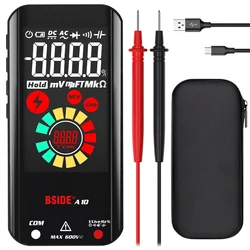 BSIDE A10 multimetro digitale a colori LCD ricaricabile Pocket Smart voltmetro condensatore diodo Ohm Hertz Duty Cycle Tester di tensione