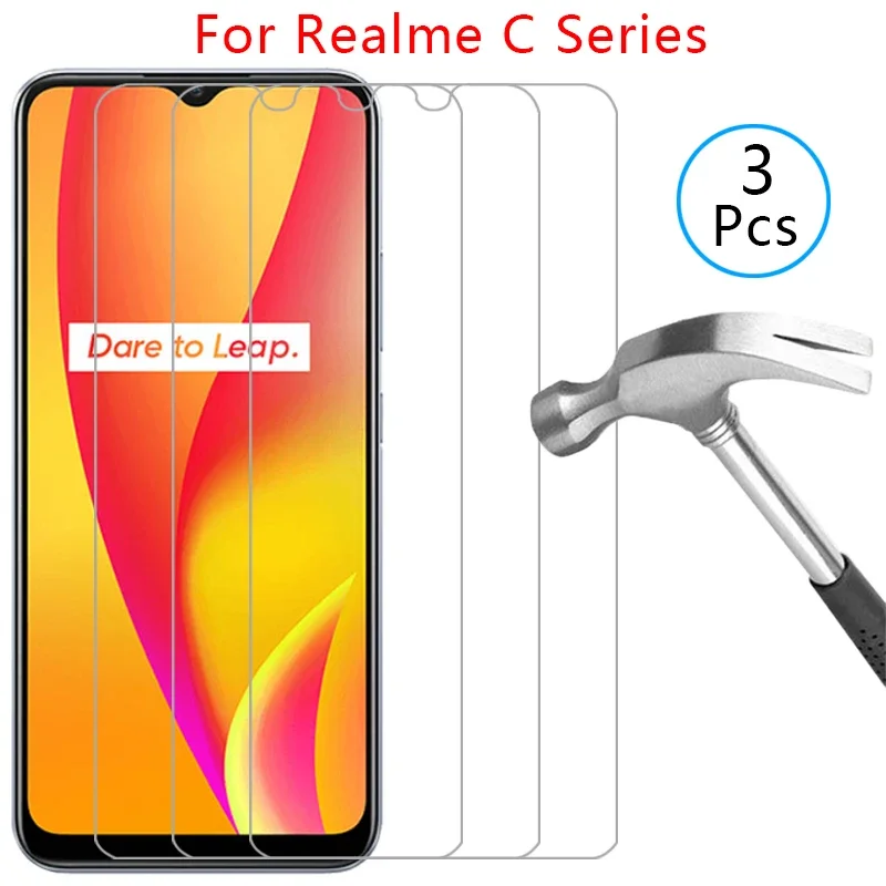 Para 2 piezas de vidrio templado para Realme C15 C11 2021 C12 C17, funda protectora para Realmec11 Realmec15 Realmi