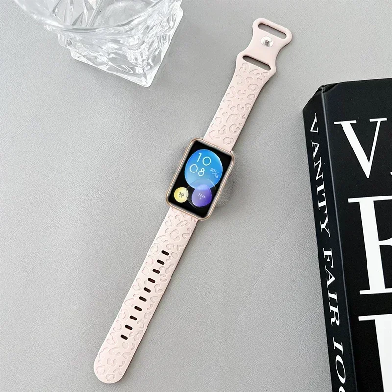 For Huawei Watch Fit 4/3 Band Leopard Print Strap For Huawei Fit 4 pro Silicone Engraved Band Wristband Replaceable Watchband