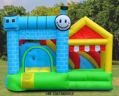 Little Train Castle Children's Inflatable Castle Slide Home Playground Parent-Child Entertainment Facility Portable