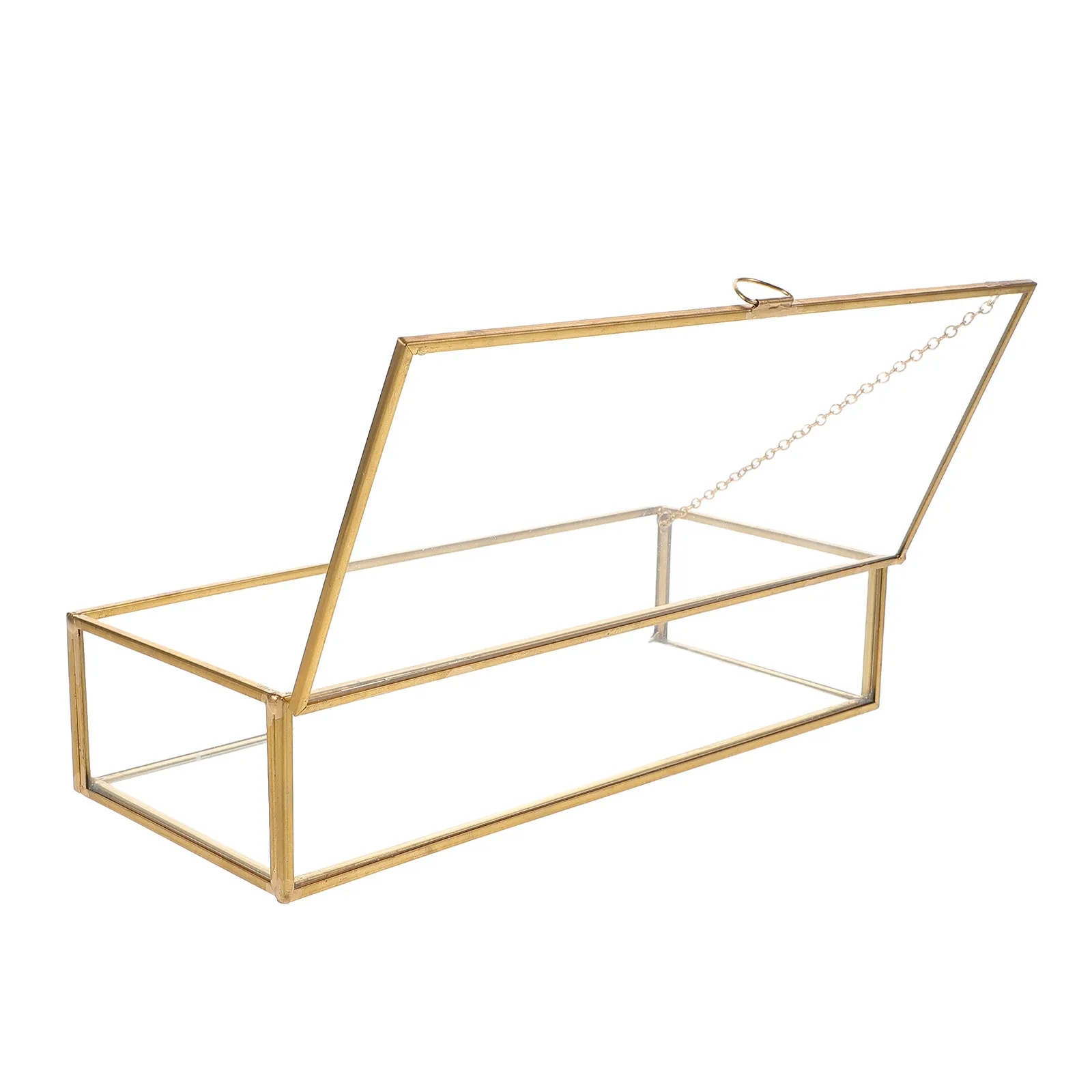 

Vintage Glass Jewelry Box Organizer Rectangle Lidded Vanity Display Container Home Decor Accent Storage Rings Bracelets