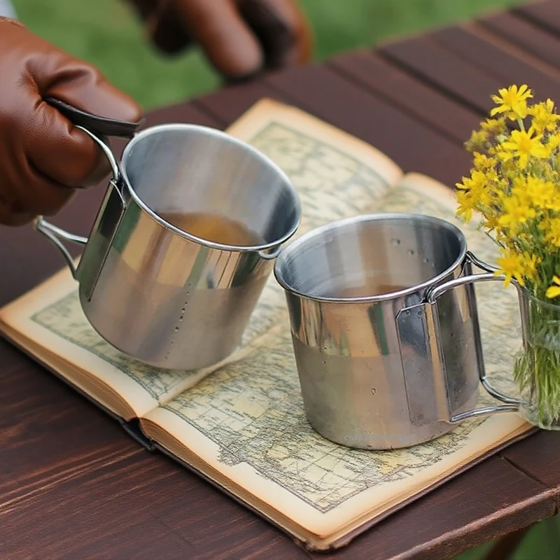 250/350/500/700 мл чашка для кемпинга из нержавеющей стали портативная уличная чашка для воды кружка со складной ручкой кухонная посуда для напитков