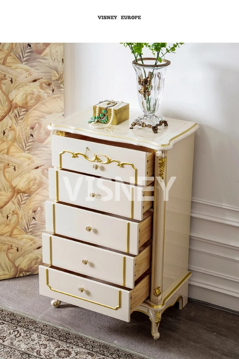 French-style Chest of Drawers European-style Villa Living Room Solid Wood Chest of Drawers Comodas Con Cajones Muebles De Salon