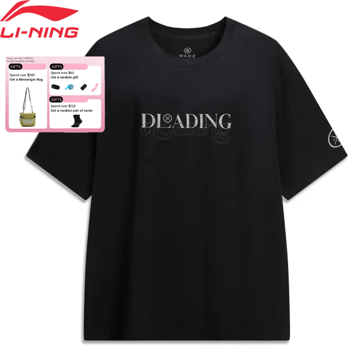 

Li-Ning Men's Wade T-shirt AT DRY FREEZE Loose Fit Breathable Comfortable LiNing Sports Leisure Short-sleeved Tee Tops AHSV817