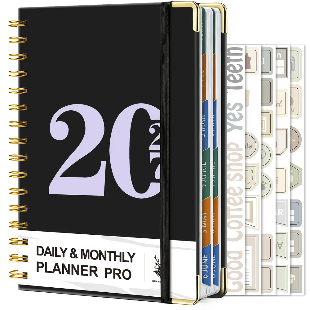 2027 Ring Binder Daily Planner 400 Pages Weekly Monthly Calendar Layout With 5 Decorative Planning Stickers Time Management Self