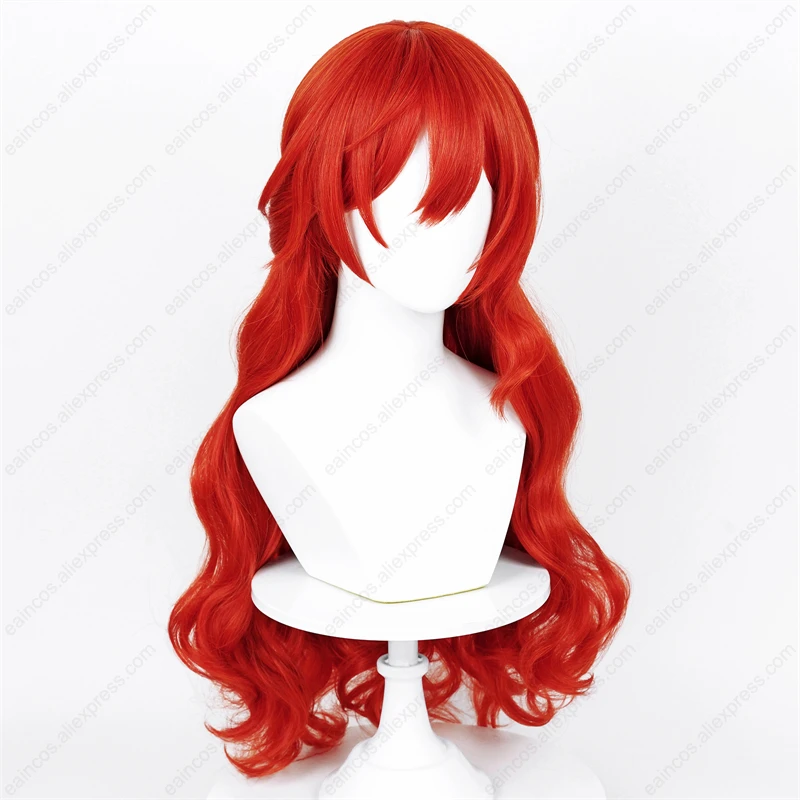 HSR-Himeko Cosplay Wig, Perucas Longas Encaracoladas Vermelhas, Cabelo Sintético Resistente ao Calor, 66cm