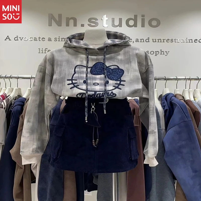 

2025 Fall Winter Hooded Sweatshirt Women European Heavy Embroidery Kitty Sweet Lazy Style Coat