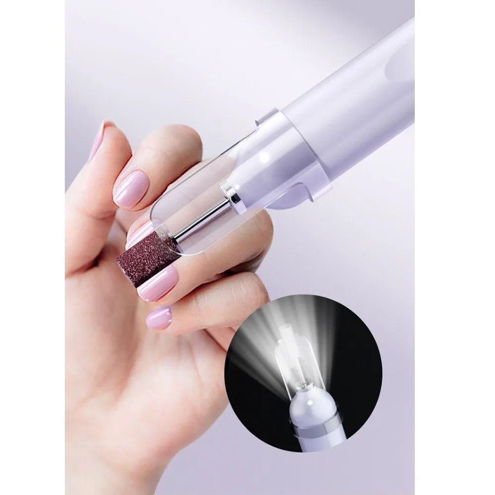 Display lcd conjunto de broca elétrica do prego com 5 cabeças de moagem usb caneta-estilo secador de unhas 2-em-1 design portátil lâmpada led uv